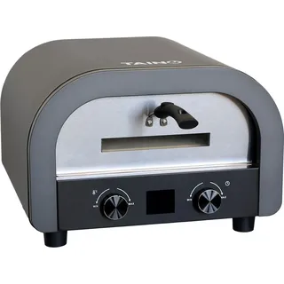 TAINO KODA Pizzaofen elektrisch 2200W 1 Kammer Grillofen mit Glasfenster Pizzastein Schwarz