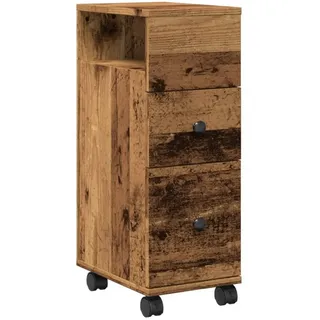 vidaXL Badschrank Schmal mit Rollen Altholz-Optik Holzwerkstoff