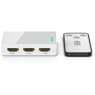 CSL HDMI Switch Verteiler 3 in 1 Out, Automatische Umschaltung 3 Port TrueHD, DTS-HD, LPCM 7.1, 5.1, DSD, Dolby-AC3 - mit Verstärker
