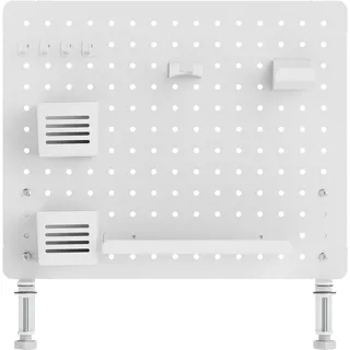 LVN System - Pegboard PG1, Lochwand für Bürobedarf Ohne Bohren, Pegboard Zubehör für Büro und Zuhause, Lochwand Schreibtisch, Lochplatte Büro, Organizer Wand, Pegboard Gaming - Weiß