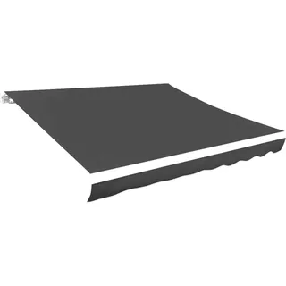 DELUKE® Markisenbespannung Markisenstoff Wasserabweisend Reißfest Anthrazit, für 300x250cm Rahmen Markise mit Volant Markisen Ersatzstoff Markisentuch