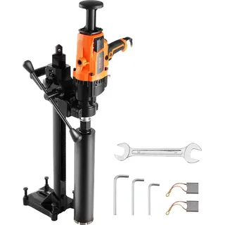 Vevor Kernbohrmaschine Diamantkernbohrmaschine 2-18 cm Bohrdurchmesser, handgeführtes Diamant-Kernbohrgerät mit Ständer und Kernbohrer, 2600 W Beton-Kernbohrer Nass- und Trockenanwendung, für Beton