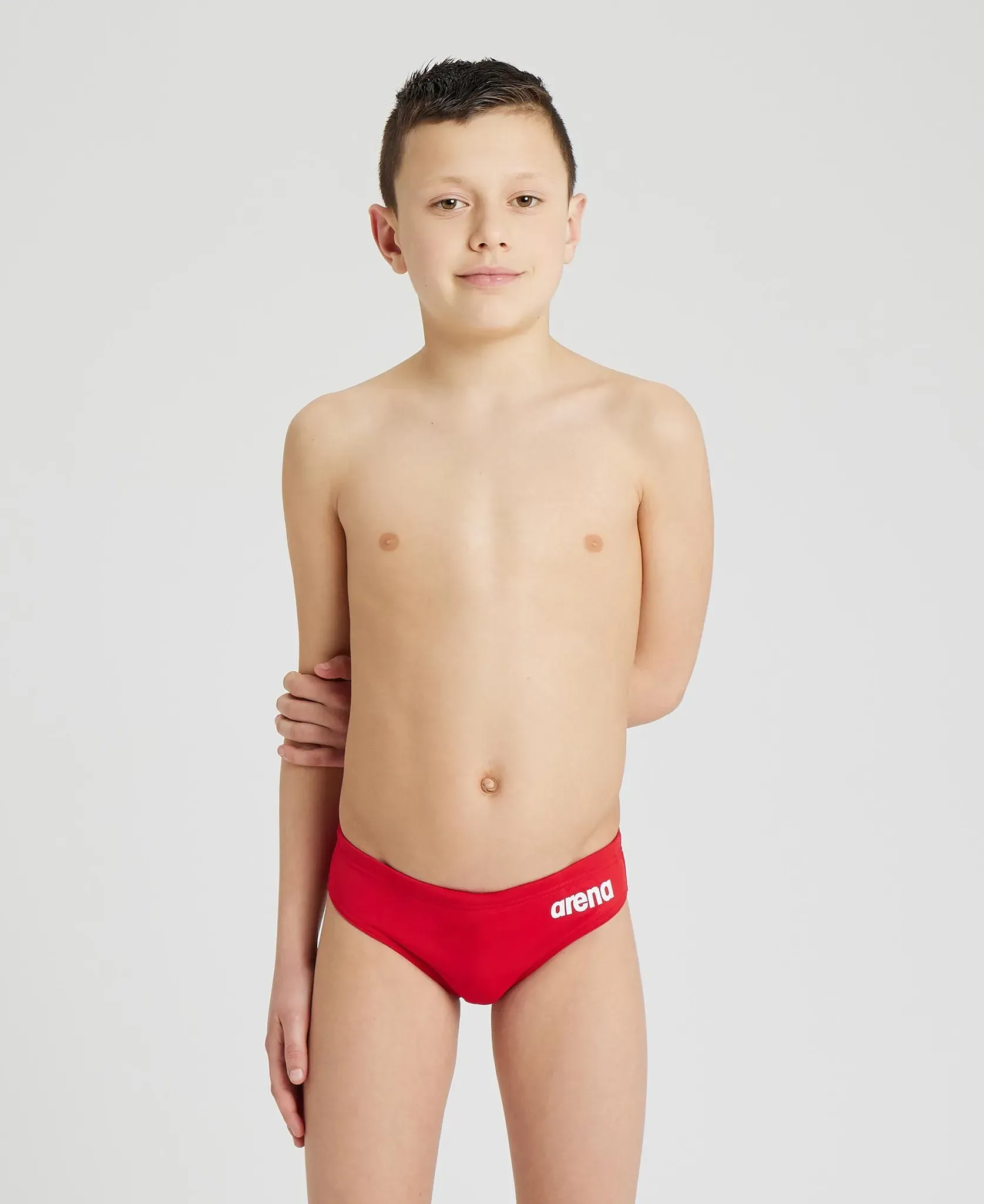 Team Badehose Slip Jungen Einfarbig - Red-white - 164