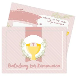 PAPIERDRACHEN Kommunionskarte 12 Einladungskarten zur Kommunion - Einladung zur Heiligen Kommunion, für Mädchen und Jungen -hochwertig gedruckt in DIN A6