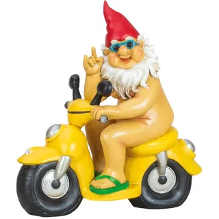 Mel-O-Design GmbH Lustiger XL Gartenzwerg auf Mofa 28 x 26 cm Zwerg Geschenkidee Garten Motorrad Dekoration