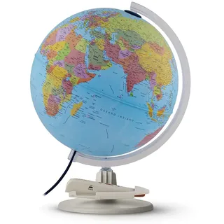 Tecnodidattica Parlamondo Lernglobus für Kinder, interaktiver Globus mit sprechendem Stift in 6 Sprachen, Durchmesser 30 cm
