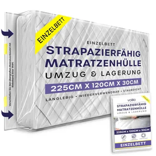 Volila Single Matratzen Schutzhülle 90 x 200cm - wasserdichte Matratzensack Schutzhülle - Robuste Matratzenhülle für Umzug & Lagerung - Schützt Gegen Schädlingsbefall, Flecken & Staub
