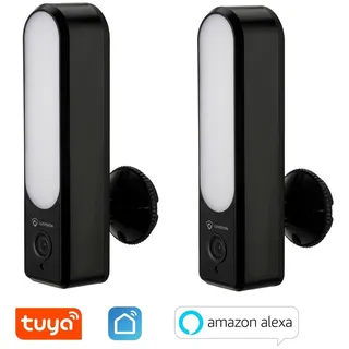 LuVision 2-er Set LED Außenleuchte Lampe WLAN IP Kamera mit Flutlicht 2K Überwachungskamera mit Bewegungsmelder Tuya