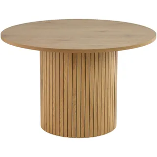 home24 Esstisch, Eiche, Holzwerkstoff, rund, Säule, rund, 120x75x120 cm, Esszimmer, Tische, Esstische