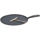 Gusseiserne Crêpe-Pfanne für Grill und Herd mit Teigverteiler, Ø 28 cm