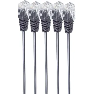ShiverPeaks ®-BASIC-S--Telefon-Anschlusskabel, RJ11 Stecker auf RJ11 Stecker, Rundkabel, schwarz, Flexibel, Kupf, Telefon Zubehör
