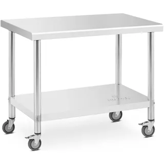 Royal Catering Edelstahltisch mit Rollen - PREMIUM - 60 x 100 cm 155 kg