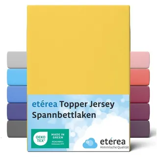 etérea Himmlische Qualität etérea Jersey Topper Spannbettlaken 140x200 bis 160x200 cm - Superweiches Spannbetttuch aus 100% Baumwolle, Topper Bettlaken bis 10 cm Topperhöhe, Gelb