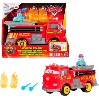 Mattel Disney Pixar Cars Feuerwehrauto, Red und Guido, 2 Flammenziele und 2 Wassergeschosse aus Kunststoff, JFL54