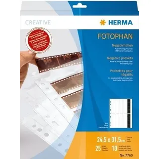 HERMA 7760 Negativhüllen transparent für 10 x 4 Streifen 25 Stück