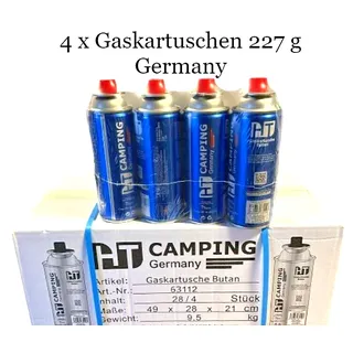 4 Gaskartuschen Butane Gas Campinggas Germany Campingkocher - 227 g - Gaskocher