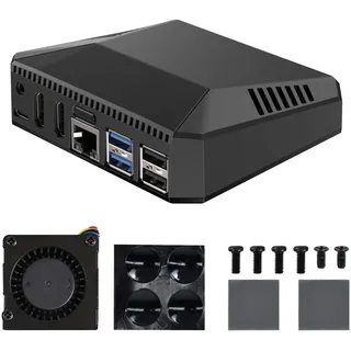 Yahboom Argon ONE V3 Case Raspberry Pi 5 Case Black Aluminum Alloy Case, Magnetic Upper Vover, with Cooling Fan,for RPi5 NVME M.2 SSD PWM Cooler PCIE, with M.2 SSD Slot (Argon ONE V3)