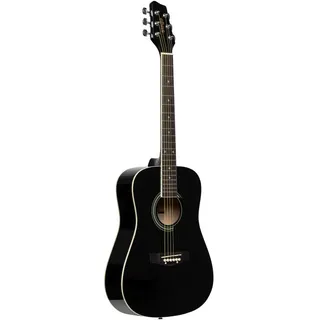Stagg 3/4 Schwarz Dreadnought Akustikgitarre mit Decke aus Lindenholz