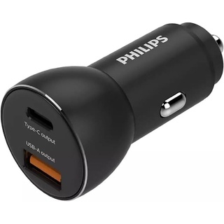 PHILIPS - Autoladegerät - DLP2521/03 - USB-A und USB-C Ausgang - Zigarettenanzünder - iPhone Ladegerät - Schnellladung