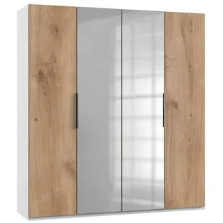 Level 200 x 216 x 58 cm Plankeneiche Nachbildung/weiß mit Spiegeltüren