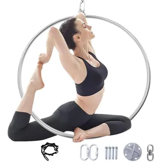 Premium Aerial Hoop Set, Hochwertig Aerial Hoop, Vollständig auf Stärke getesteter 200KG/500LBS Einzelpunkt-Aerial Dance Circus Ring für Yoga, Turnringe, Akrobatik und Gymnastik, Ring Sling(80cm)