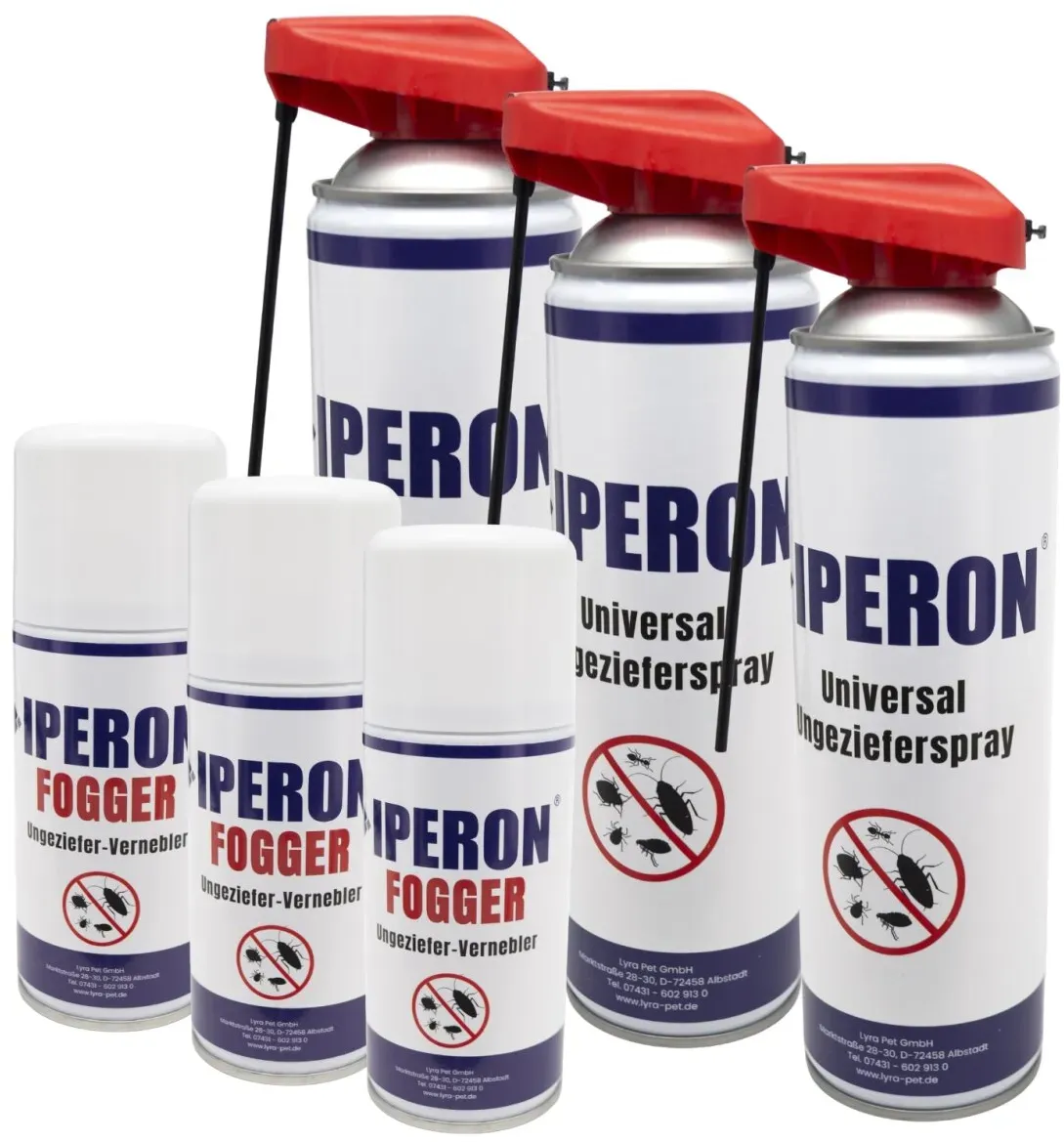 IPERON® Ungezieferschutz Duo - je 3 x 150 ml Ungeziefer-Vernebler Fogger & 400 ml Ungezieferspray im Set