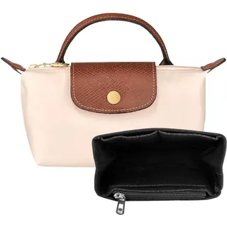 GADITIEK Organizer für Long champ Tasche, Passend für MINI-Größe, mit mehreren Taschen, Multi-Pocket Felt Handbag Organizer for Insert Wallet for Long champ (Schwarz-MINI)