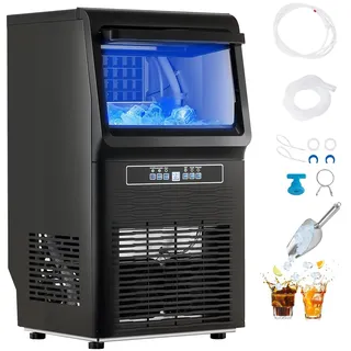 Vevor kommerzielle Eismaschine (36,29 kg/Tag) Eisbereiter mit 5,44 kg Speicherkapazität, 36 Eiswürfel in 15 Minuten, LED-Digitalanzeige, freistehend, selbstreinigend, für Bar Büro Restaurant