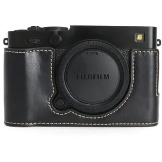 MUZIRI KINOKOO Fuji XE5/X-E5 Tashe, Schutzhülle aus PU-Leder, kompatibel mit der Fujifil X-E5/Fuji XE5 spiegellosen Digitalkamera -Halbhülle mit Batteriefach und Handgriff-Design – Schwarz