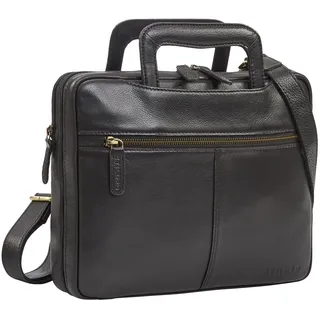 STILORD 'Connell' Laptoptasche 13 Zoll Leder Aktentasche Schmal Arbeitstasche Herren Vintage Laptop-Hülle Dokumententasche A4 Tablet-Tasche aus Echtleder, Farbe:schwarz - M