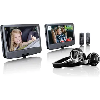Lenco DVP-1046 2x 10-Zoll tragbarer DVD Player mit wiederaufladbarem Akku,