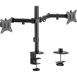 Wiltec Monitorhalterung für zwei Monitore bis 32 Zoll Bildschirmhalterung Tischklemme VESA 75/100