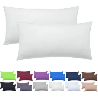 NatureMark 2er Set Jersey Kissenbezüge – Elastisch, weich, atmungsaktiv und hautfreundlich – Waschbare Kissenhülle - 40x60 (ideal für Nackenkissen) – Natur/Creme