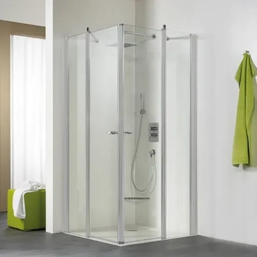 HSK Exklusiv Eckeinstieg mit 2 Pendeltüren, 4-teilig, Größe: 90 x 90 x 200 cm, 425018-ST-50edelglas, Duschkabine: Standardfarben: ESG klar mit Edelglas