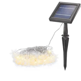 esotec Solar Deko Lichterkette Schneeflöckchen, 30 LED warmweiß, LiFePo4 Akku, Eiskristalle, Solarmodul, Erdspieß, Winterdeko, Weihnachtsbeleuchtung, winterfest, außen, wetterfest 102577