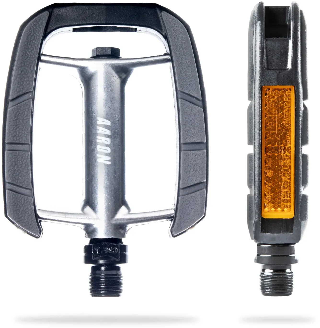 AARON City Fahrradpedale - Grau - Rutschfest mit Industrie-Kugellager und Reflektoren