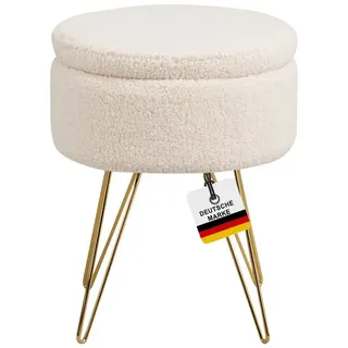 Albatros International Albatros Hocker mit Stauraum Cannes Sitzhocker mit Stauraum, Modernes Design, Edler Samt-Bezug Sitztruhe Sitzbank mit Stauraum optimal als Fußhocker Hocker Schminktisch, Beige