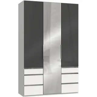 Level 150 x 236 x 58 cm weiß/Grauglas mit Glas- und Spiegeltüren