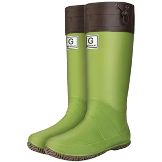 Barfuß Gummistiefel Damen Wasserfeste Stiefel Damen Regenstiefel mit Halbhoher Wade – Faltbare Gummistiefel mit Verstellbarem Schaft,Rutschfester Sohle,Leichte Schuhe (Green,36) - 36 EU