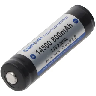 Keeppower 14500 mit 800mAh, 3,7V Li-Ion-Akku geschützt, 52 x 14,3mm Abmessungen