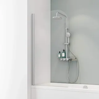 Schulte Duschwand Berlin Rund, 70 x 120 cm, 5 mm Sicherheitsglas klar hell, alunatur, D16504-R-EC-1-50, Duschabtrennung für Badewanne