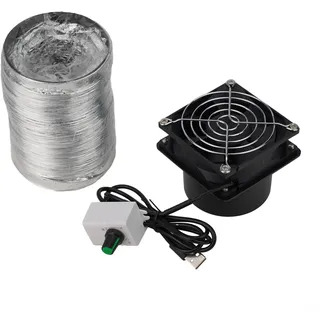 Lötzinn Rauchabsorber Abluftventilator mit einstellbarer Geschwindigkeit USB-Strom und 8 cm Rohrschlauch zum Schweißen, Löten, Küchen oder Werkstatt, Luftbelüftung (Ventilator plus 3 m Rohr)