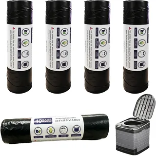 50 Stück Schwarz Camping Toilettenbeutel Set, 80L Biologisch Abbaubare Toilettenbeutel, Trenntoilette Zubehör für Wandern Campingtoiletten, Wasserdichte Müllbeutel Extra Dick, Camping Klo Beutel