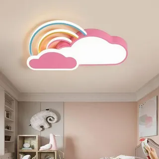 LED Deckenlicht Kinderzimmer Deckenleuchte Moderne Weiße Wolken Regenbogen Jungen Und Mädchen Deckenleuchten Dimmbar Deckenlampe Cartoon Kronleuchter Wohnzimmer Schlafzimmer Flur,Rosa