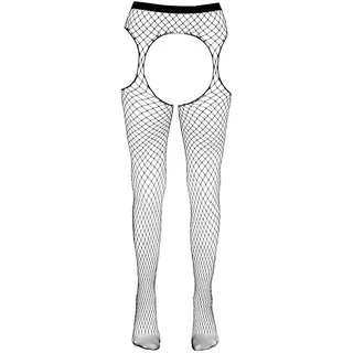 Straps-Strumpfhose aus grobem Netzmaterial, schwarz, S-L