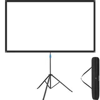 Tectake tectake® Beamer-Leinwand für 4K HD, Ultra HD und Full HD, Gain-Faktor 1,0, reißfester Terylenestoff, faltenfrei gespannt, Format 16:9, 72“