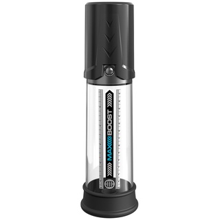 Penispumpe „Max Boost“ mit integriertem Pumpmechanismus, schwarz