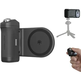 PGYTECH MagCam 2 Smartphone-Griff, 3-in-1 Modular-Kit, Bluetooth-Fernbedienung & Ladegriff & MagSafe Magnetischer Wireless-Ladeständer, für iPhone 12–17/Android 14 (Schwarz)