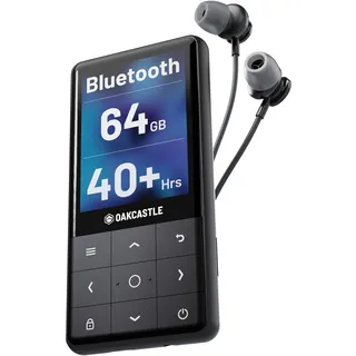 MP3 Player Bluetooth | MP3-Player Kinder mit Lautsprecher & Kopfhörer | MP3-Player 64GB interner Speicher – Erweiterbar 128GB | Music Player 40 Stunden Akkulaufzeit | Mini MP3player | OAKCASTLE MP300