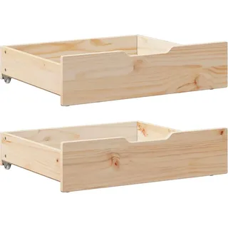 vidaXL Bettschubladen mit Rollen 2 Stk. 65x55x17 cm Massivholz Kiefer